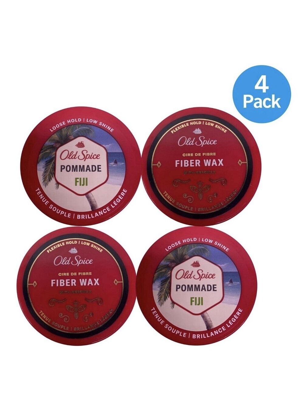 Old Spice Fuji Pomade & Fiber Wax 2.22oz 4 Pack New